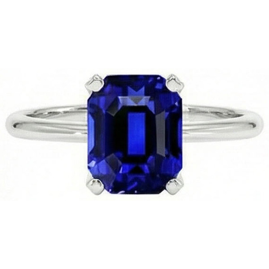 Bague De Fiançailles Avec Saphir Bleu Profond De 5 Carats