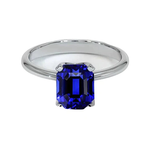 Bague De Fiançailles Avec Saphir Bleu Profond De 5 Carats