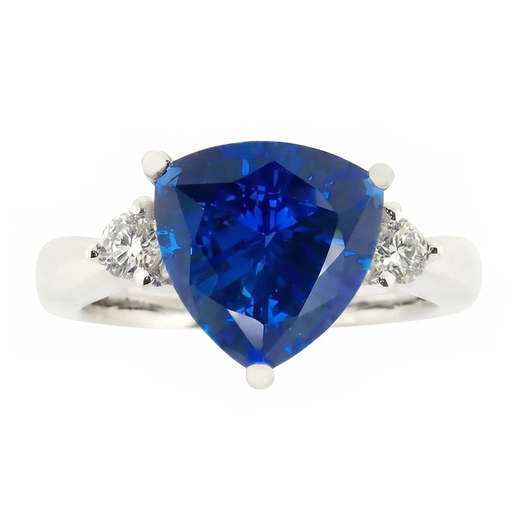 Bague De Fiançailles Avec Saphir Bleu Trillion De 6 Carats