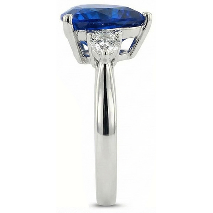 Bague De Fiançailles Avec Saphir Bleu Trillion De 6 Carats