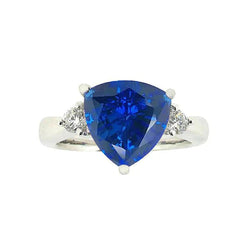 Bague De Fiançailles Avec Saphir Bleu Trillion De 6 Carats