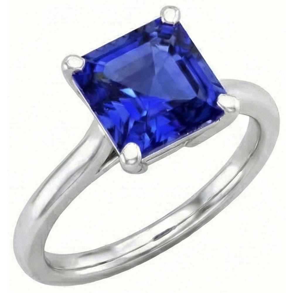 naturel asscher saphir 3carats bague angle de côté