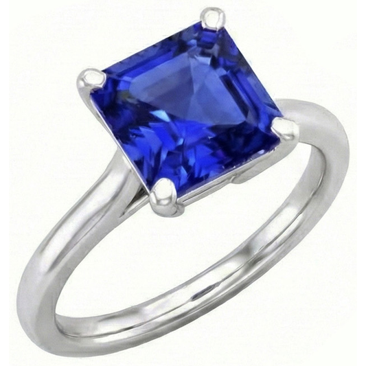naturel asscher saphir 3carats bague angle de côté