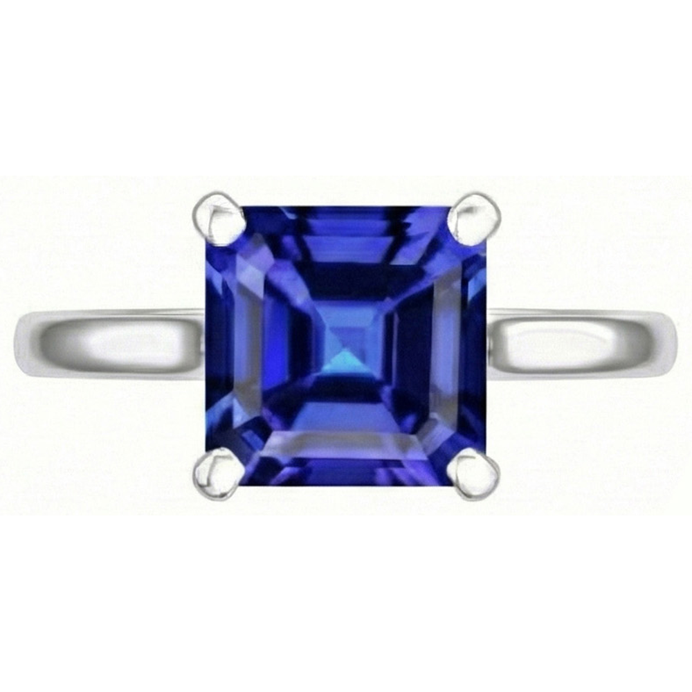 naturel asscher saphir 3carats bague détail rapproché