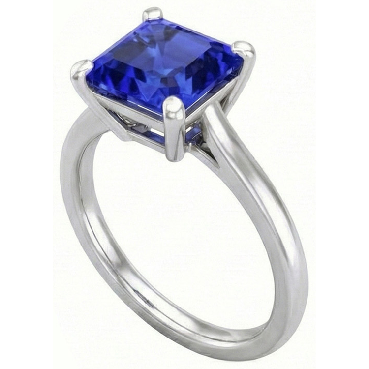 naturel asscher saphir 3carats bague vue de dessus