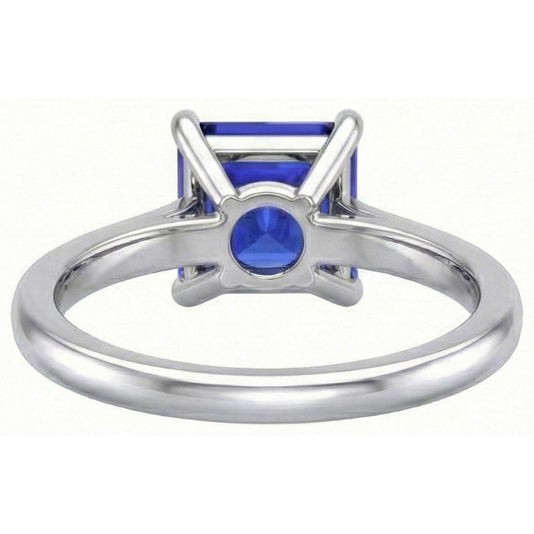 naturel asscher saphir 3carats bague sur blanc