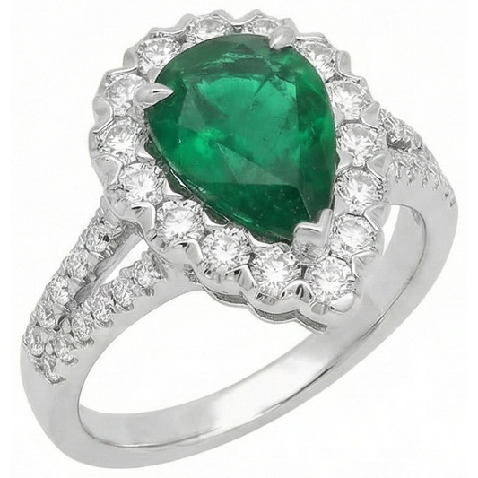 Bague De Fiançailles Cocktail Halo émeraude Vert