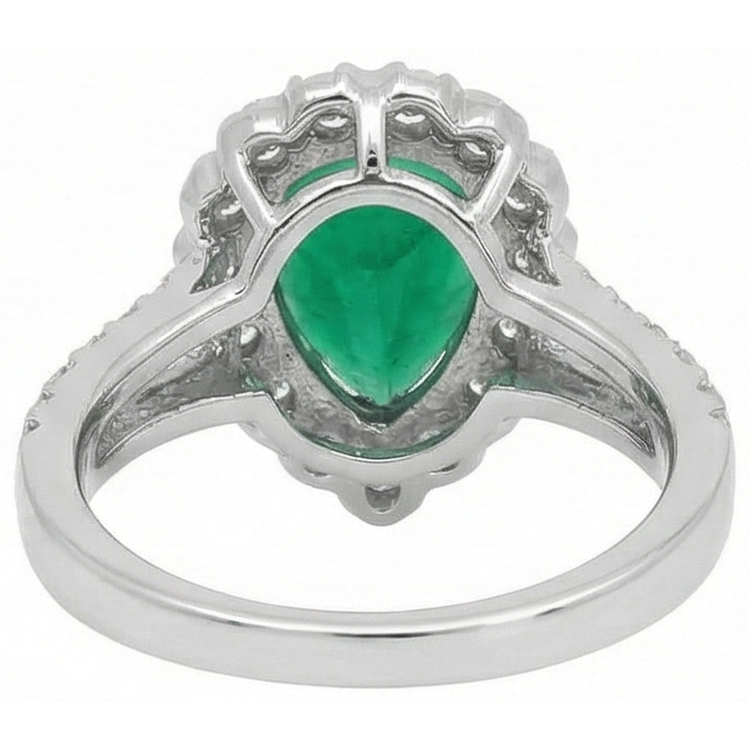 Bague De Fiançailles Cocktail Halo émeraude Vert