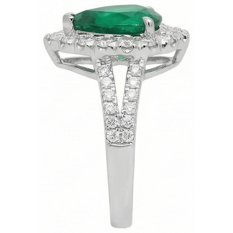 Bague De Fiançailles Cocktail Halo émeraude Vert