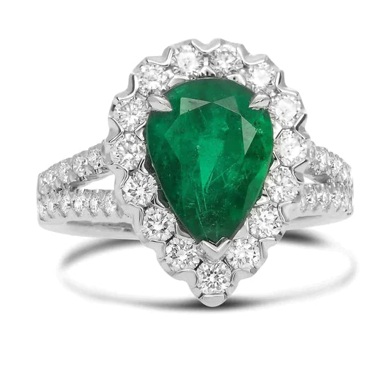 Bague De Fiançailles Cocktail Halo émeraude Vert