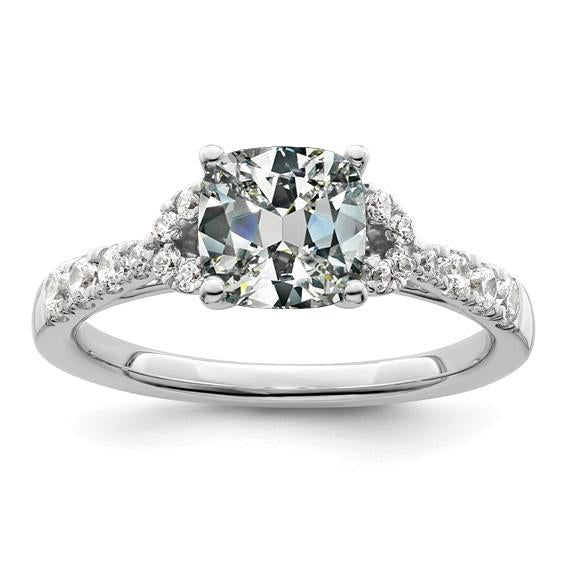 Bague De Fiançailles Coussin De Véritable Diamants Ancienne Miner Avec Accents 6,50 Caratsbr