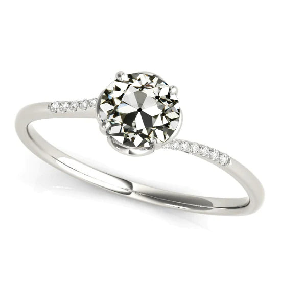 Bague De Fiançailles Dame Ronde Réel Diamant Taille Ancienne 2.50 Carats
