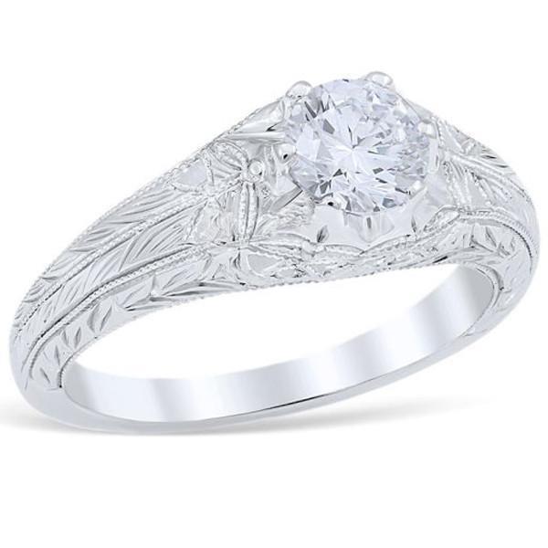 Bague De Fiançailles De Style Antique Avec Réel Diamant Solitaire De 1.75 Carat