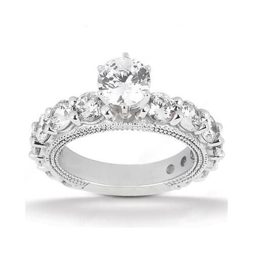 Bague De Fiançailles De Style Antique Avec Réel Diamants Sertie De 6.75 Carats En Or Blanc 14K