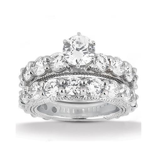 Bague De Fiançailles De Style Antique Avec Réel Diamants Sertie De 6.75 Carats En Or Blanc 14K