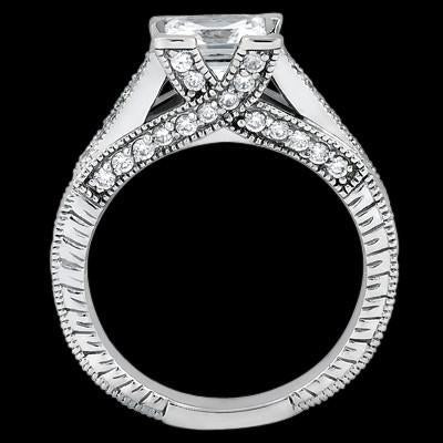 Bague De Fiançailles De Style Antique Avec Véritable Diamant Central De 1.51 Carat