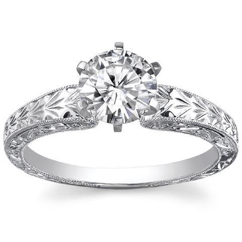 Bague De Fiançailles De Style Vintage Pour Femme Avec Réel Diamant Solitaire De 2.50 Carats