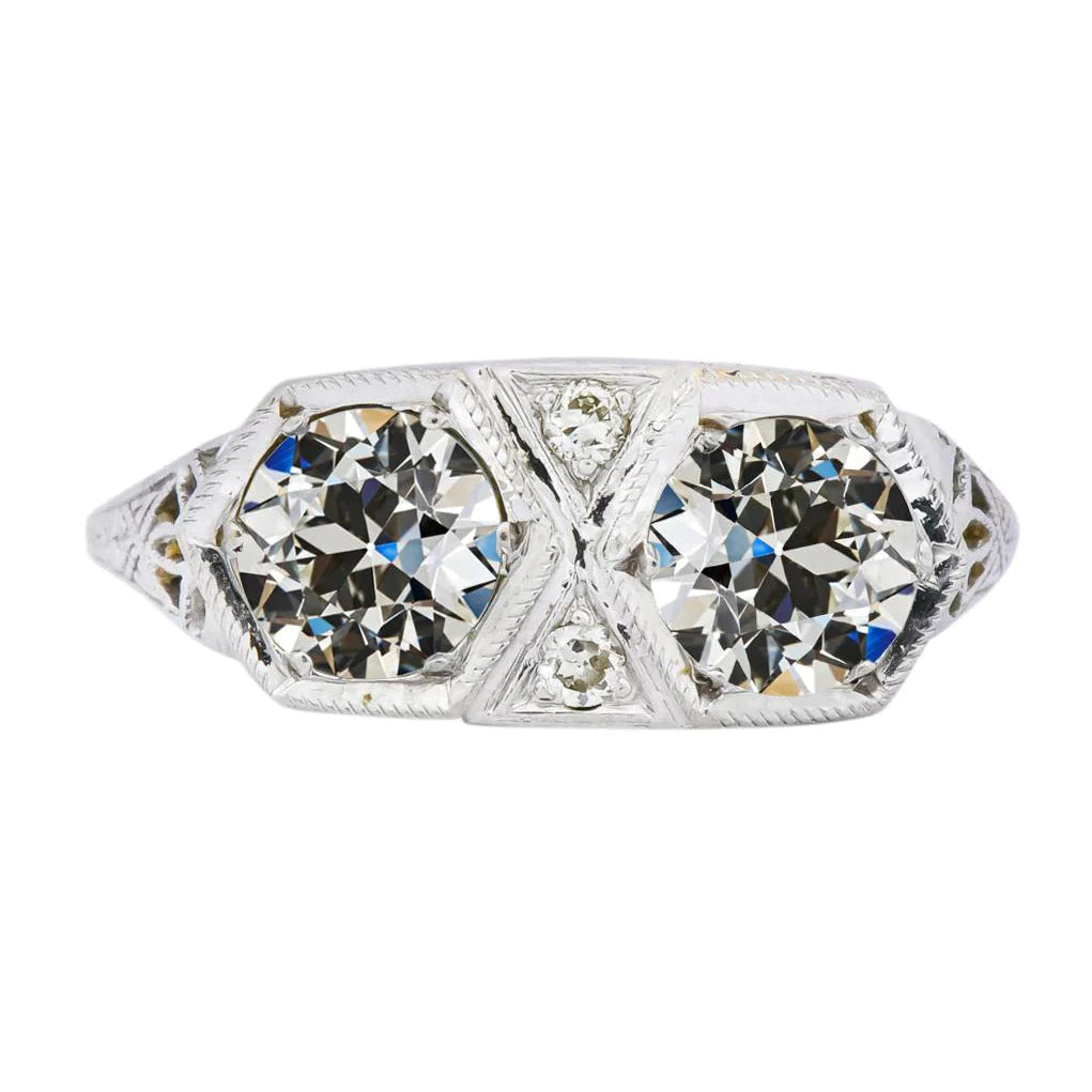 Bague De Fiançailles De Style Vintage Rond Réel Diamant Taille Ancienne Mine 3.25 Carats