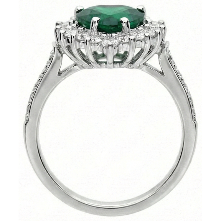 Bague De Fiançailles Diamant Naturels Extraits des Mines ( et non cultivés en laboratoire ) Et Taille Coeur Emeraude Vert Or Blanc 6 Carats 14K