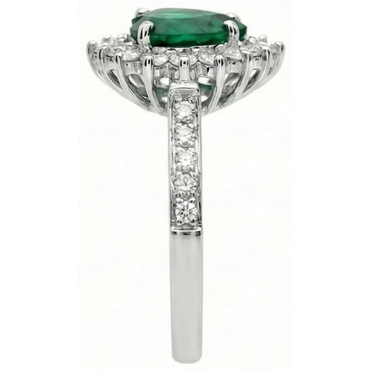 Bague De Fiançailles Diamant Naturels Extraits des Mines ( et non cultivés en laboratoire ) Et Taille Coeur Emeraude Vert Or Blanc 6 Carats 14K