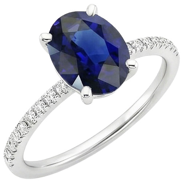 naturel oval saphir 3carats bague détail rapproché