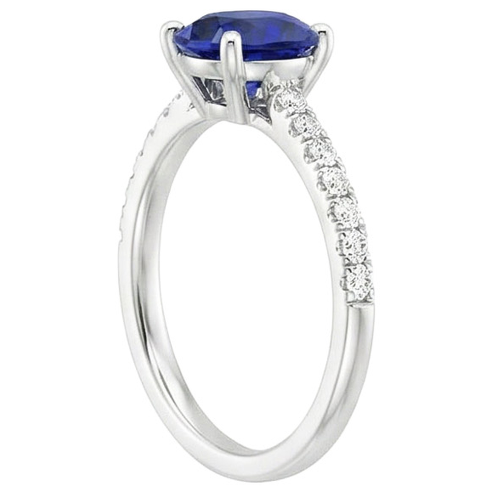 naturel oval saphir 3carats bague vue de dessus