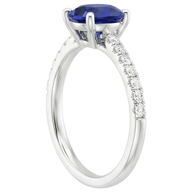 naturel oval saphir 3carats bague vue de dessus