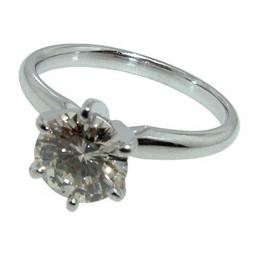 Bague De Fiançailles En Naturel Diamant 1 Carat En Or Blanc 14K Sertie De 6 Griffes Solitaire