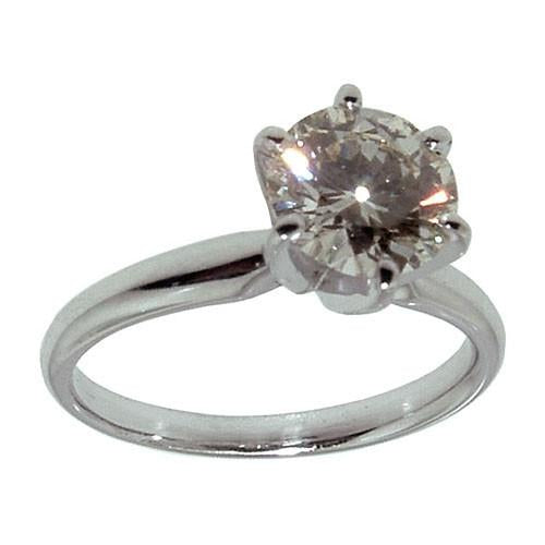 Bague De Fiançailles En Naturel Diamant 1 Carat En Or Blanc 14K Sertie De 6 Griffes Solitaire