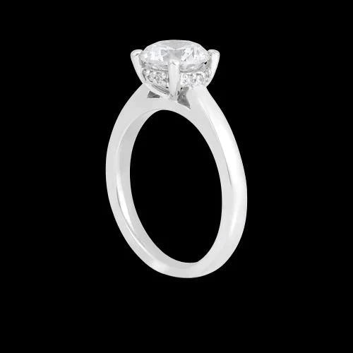 Bague De Fiançailles En Naturel Diamant Avec Halo Caché En Or Avec Accents