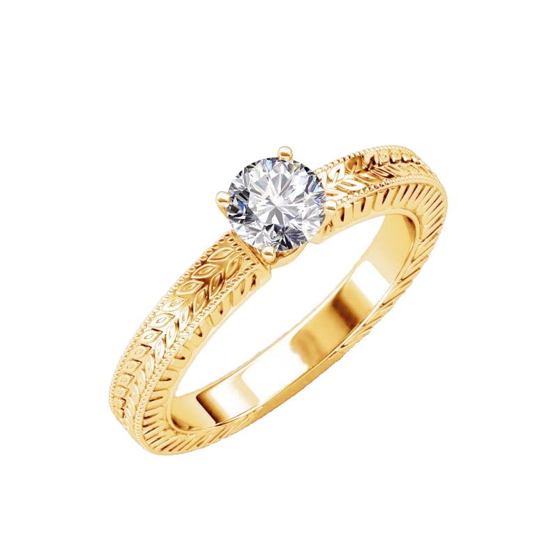 Bague De Fiançailles En Naturel Diamant Rond De 1.50 Ct En Or Jaune