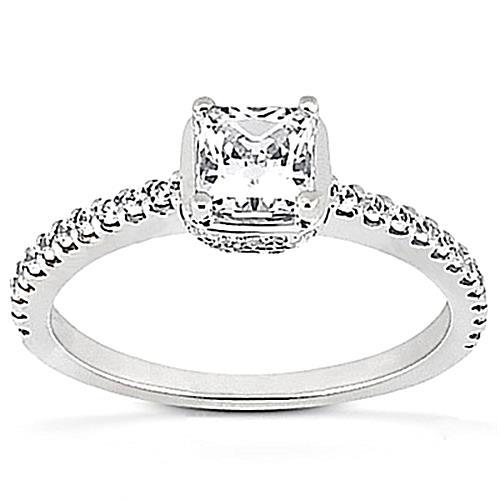 Bague De Fiançailles En Or 1,85 Carats Avec Halo De Naturel Diamants Cachés Et Accents