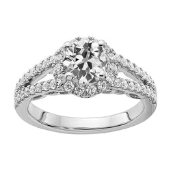 Bague De Fiançailles En Or Avec Halo De Réel Diamants Taille Ancienne Tige Fendue 4.75 Carats