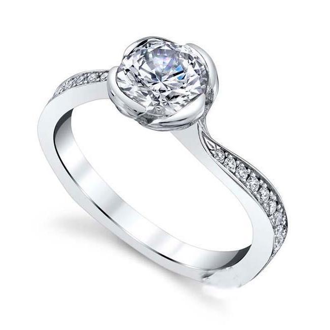 Bague De Fiançailles En Or Blanc 14K 3.30 Ct Sertie De Véritable Diamants Coupe Ronde