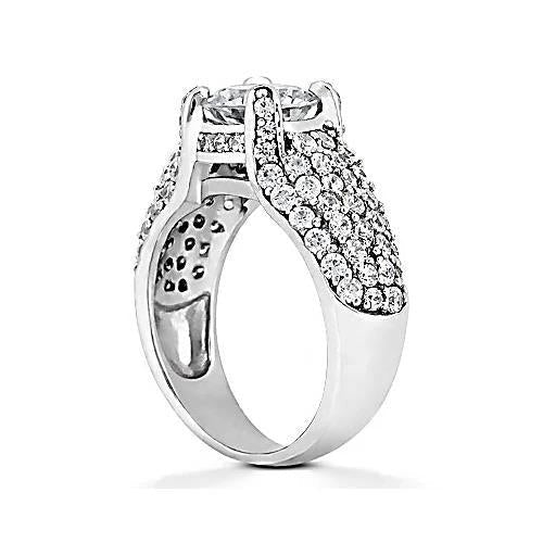 Bague De Fiançailles En Or Blanc 14K Avec Naturel Diamants De 4 Carats