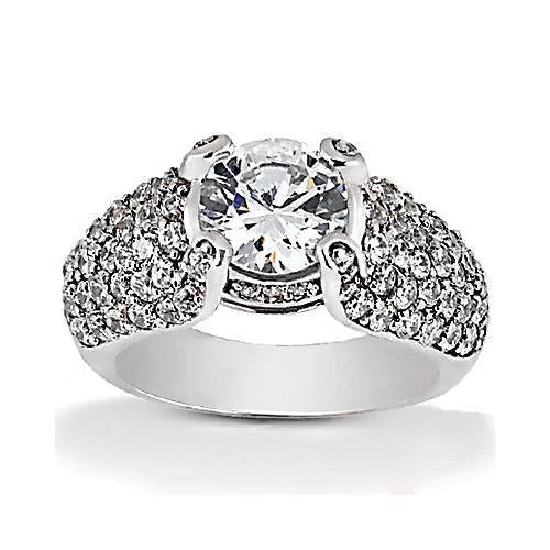 Bague De Fiançailles En Or Blanc 14K Avec Naturel Diamants De 4 Carats