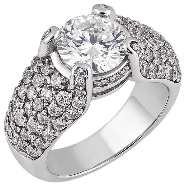 Bague De Fiançailles En Or Blanc 14K Avec Naturel Diamants Naturels Extraits des Mines ( et non cultivés en laboratoire ) De 4 Carats