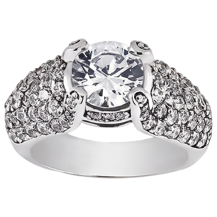 Bague De Fiançailles En Or Blanc 14K Avec Naturel Diamants Naturels Extraits des Mines ( et non cultivés en laboratoire ) De 4 Carats