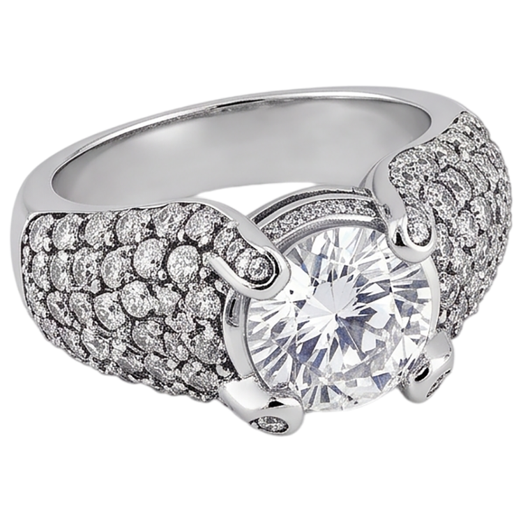 Bague De Fiançailles En Or Blanc 14K Avec Naturel Diamants Naturels Extraits des Mines ( et non cultivés en laboratoire ) De 4 Carats