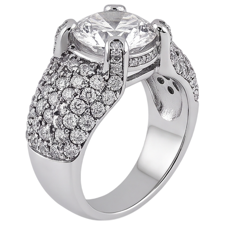 Bague De Fiançailles En Or Blanc 14K Avec Naturel Diamants Naturels Extraits des Mines ( et non cultivés en laboratoire ) De 4 Carats