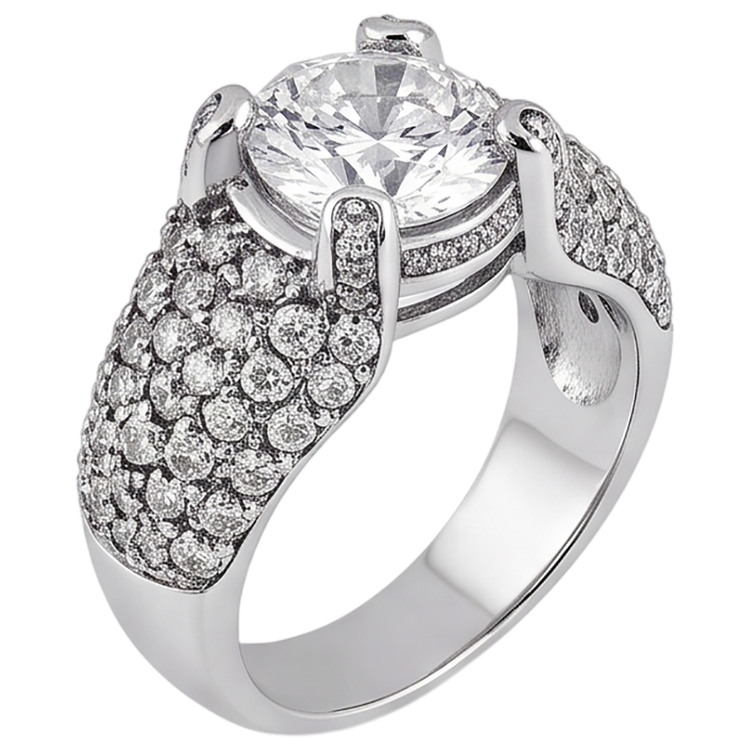 Bague De Fiançailles En Or Blanc 14K Avec Naturel Diamants Naturels Extraits des Mines ( et non cultivés en laboratoire ) De 4 Carats