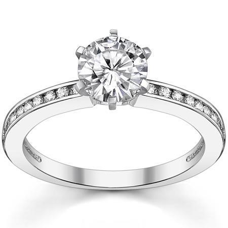 Bague De Fiançailles En Or Blanc 14K Taille Brillant 1.60 Carats Et Réel Diamants