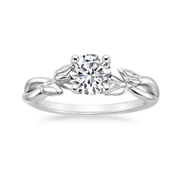 Bague De Fiançailles En Or Blanc Et Naturel Diamant Solitaire Rond 1.60 Carats