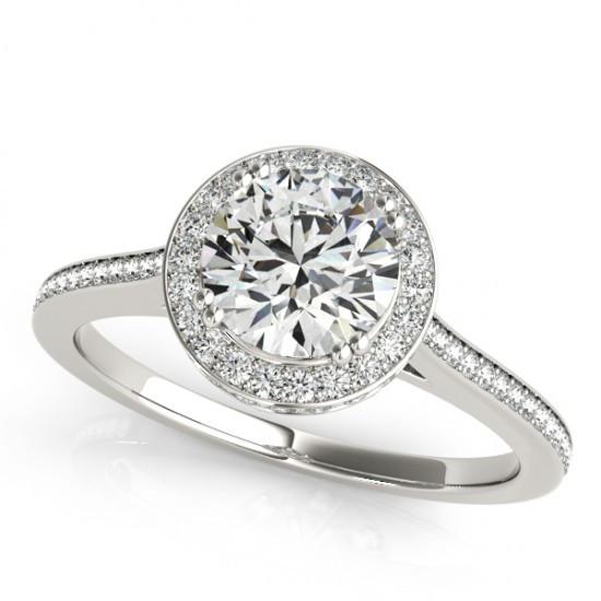 ague De Fiançailles En Or Blanc Massif 14K Avec Halo De Réel Diamants Ronds De 2.25 Carats