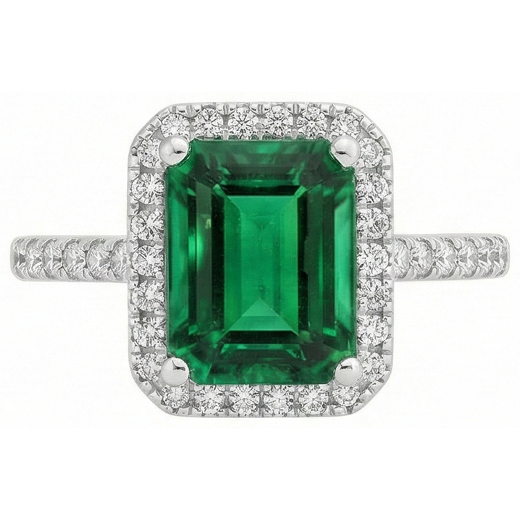 Bague De Fiançailles En Pierres Précieuses Emeraude Vert