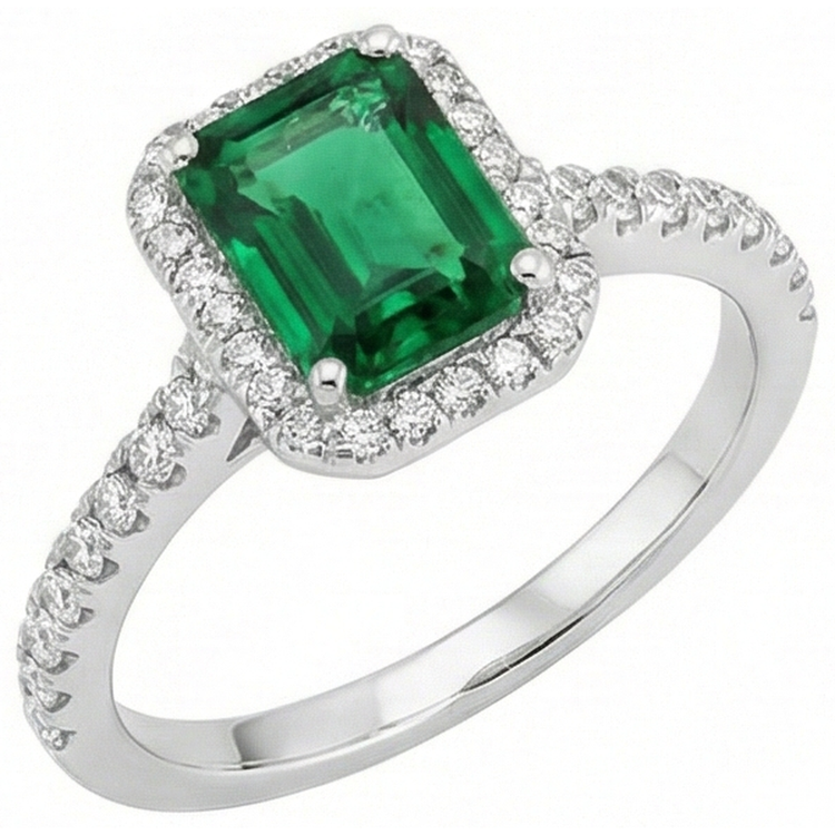 Bague De Fiançailles En Pierres Précieuses Emeraude Vert
