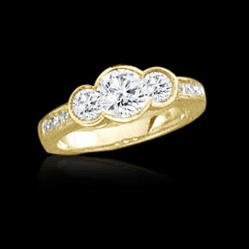 Bague De Fiançailles En Réel Diamant De Style Trois Pierres De 1.43 Ct