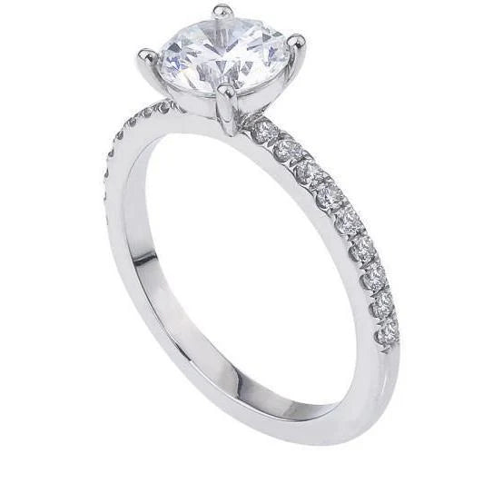 Bague De Fiançailles En Réel Diamant Rond De 2.70 Ct. Bijoux En Or Blanc