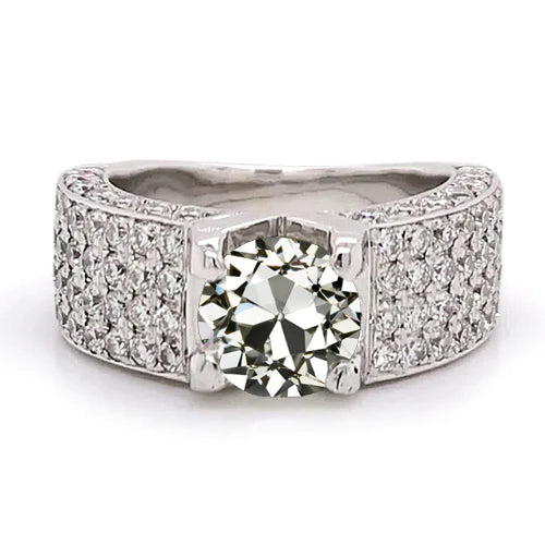 Bague De Fiançailles En Réel Diamant Vieux Mineur Sertie De Pavés à Plusieurs Rangées 4 Carats