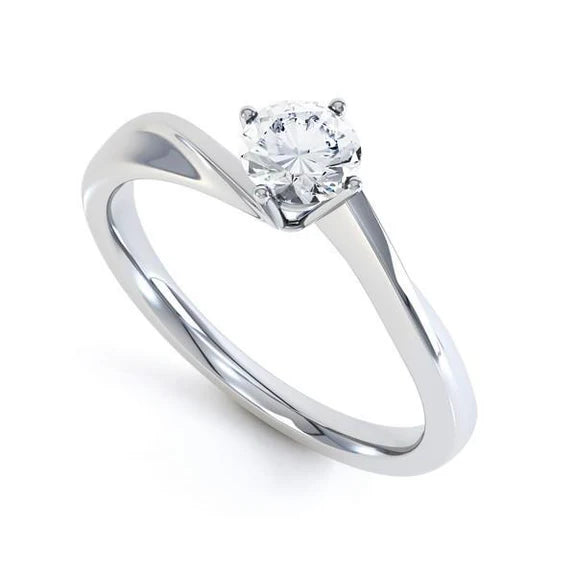 Bague De Fiançailles En Réel Diamants Sertis De Griffes Solitaires De 1 Carat En Or Blanc 14K